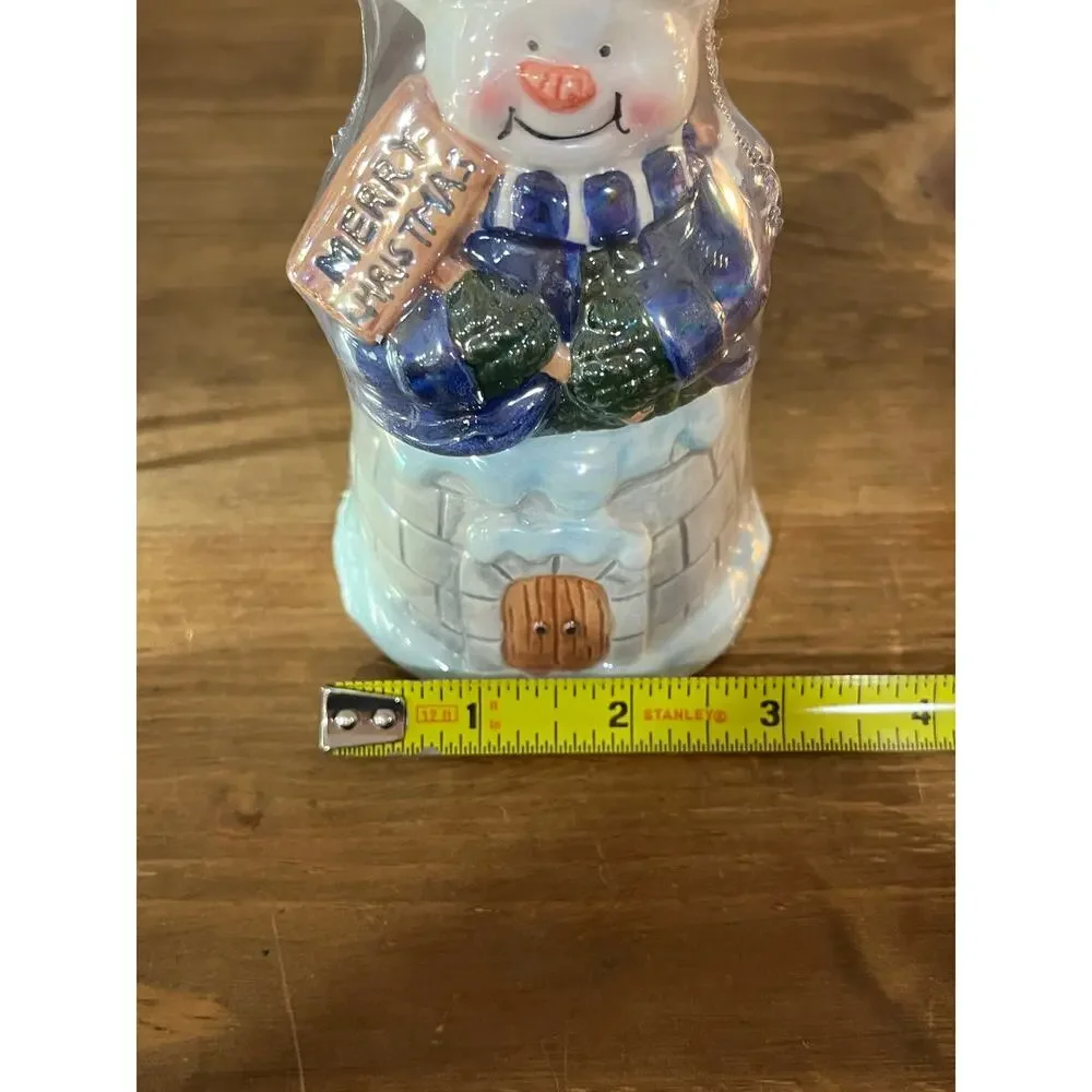 Vintage Snowman Igloo Salt Pepper‎ Set Merry Christmas Holiday Decor Cute